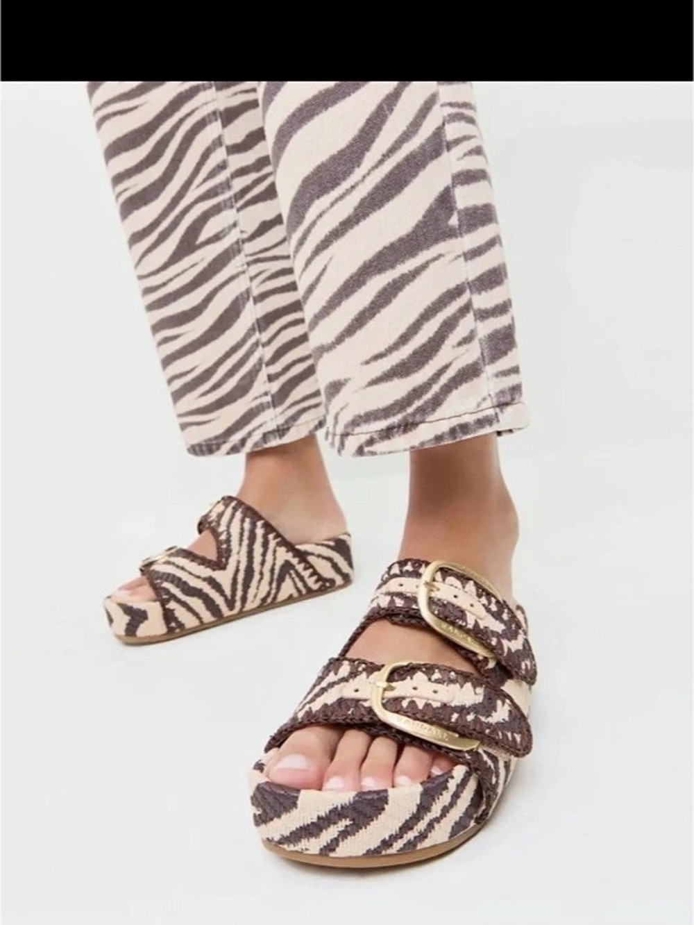 Nico Zebra Print Buckle Strap Sandals